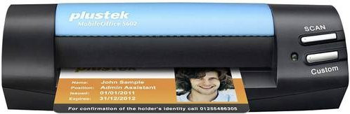Plustek MobileOffice S602 Handheld Dokumenten- und Kartenscanner A6 mit 1200 x 1200 dpi und USB-A Anschluss in Schwarz und Blau - Bild 1