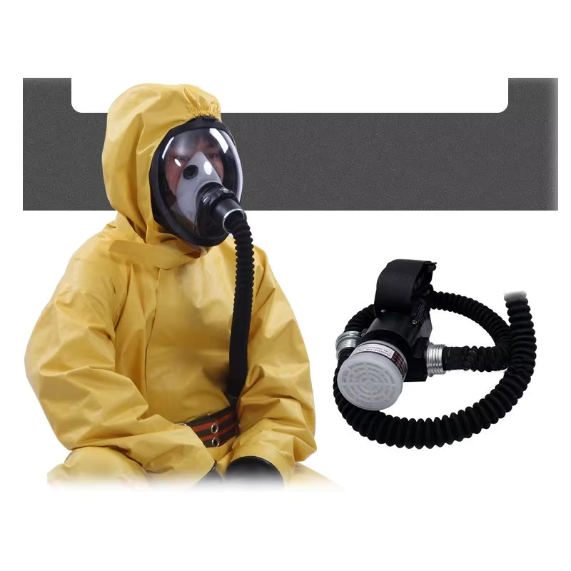 Luftgespeiste Vollgesicht-Gasmaske mit elektrischem konstanten Luftstrom als Atemschutzgerät in Schwarz - Bild 2