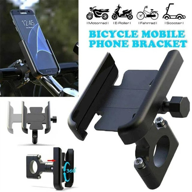 Verstellbarer Fahrrad Telefonhalter aus Aluminiumlegierung mit 360 Grad Rotation für GPS-Navigation, Schwarz - Bild 1