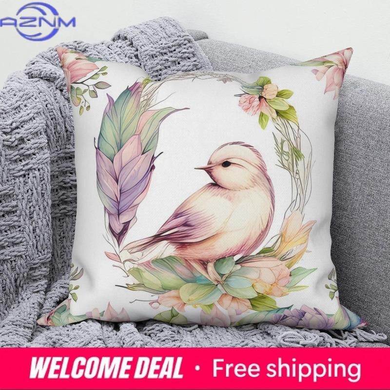 Niedliche Tier-Kissenhülle mit Hamster, Vogel oder Bär für dein Sofa und Wohnzimmer, Material Peach Skin, B/H: 18 x 18 cm - Bild 1