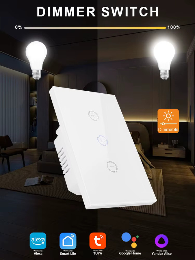 Chevolink Tuya Smart Dimmer-Schalter US-Standard Touch-Dimmer mit Fernbedienung, kompatibel mit Amazon Alexa und Google Assistant, Schwarz - Bild 7