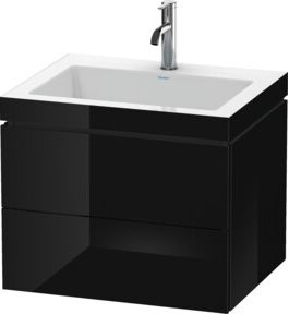 Duravit L-Cube Waschtischunterschrank c-bonded, Wandhängend, Schwarz Hochglanz, B/T/H: 60 x 48 x 50 cm - Bild 1