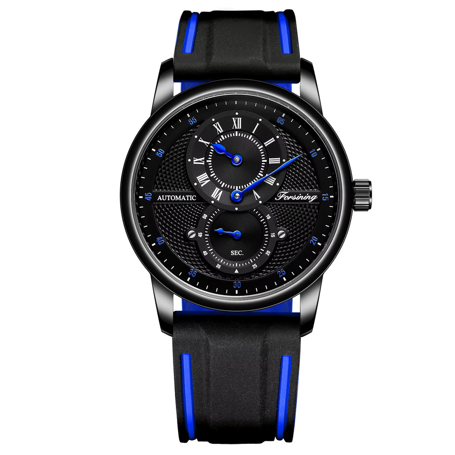 FORSINING Armbanduhr, Handaufzug, Leder, Schwarz, Unisex - Bild 2