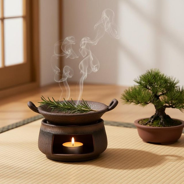 KITPIPI Keramik-Kräuterbrenner in Braun, runder Aromatherapie-Herd für Sandelholz, Tee und ätherische Öle mit Tealight-Halterung im orientalischen Design - Bild 1