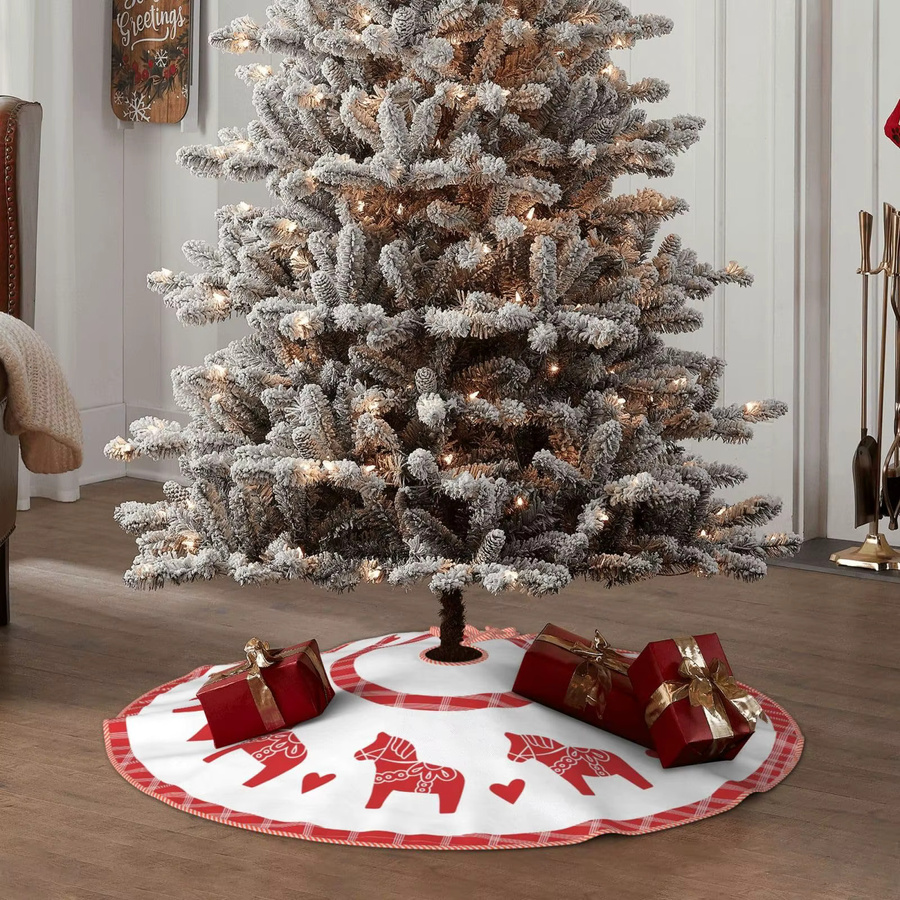 VIKAMA Weihnachtsbaum-Rock mit Dala-Pferd im schwedischen Design für deine Heimdekoration - Bild 2