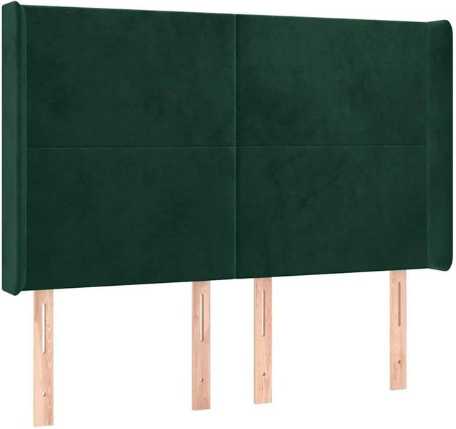 vidaXL Kopfteil mit Ohren in Dunkelgrün aus Samt, B/T/H: 147 x 16 x 118/128 cm - Bild 1
