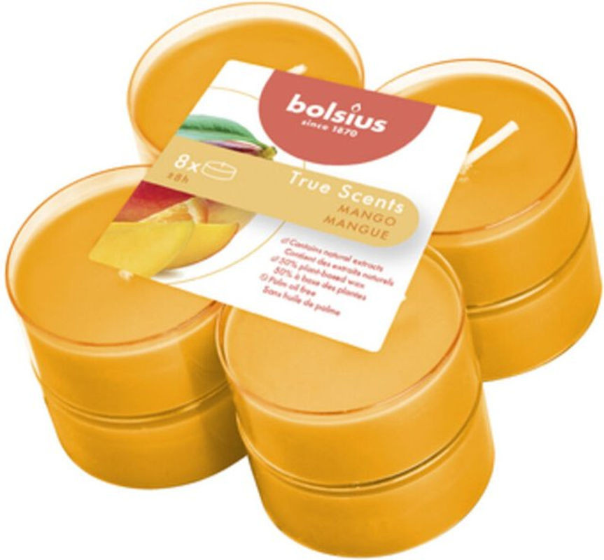 Bolsius Duftteelichter Maxi True Scents Mango, 8er Pack, Durchmesser: 4,6 cm - Bild 1