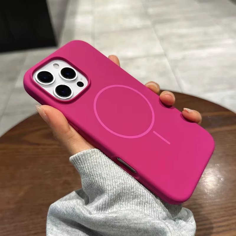 Apple Silikon Hülle mit Fluoreszenz-Effekt für iPhone kompatibel mit MagSafe in Gelb oder Pink - Bild 3