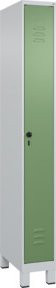 C+P Spind Classic PLUS Garderobenschrank mit 1 Abteil, Füße, Sicherheits-Drehriegel und 3 Garderobenhaken, Farbe: Grau/Grün, H x B x T: 195 x 50 x 25 cm - Bild 1