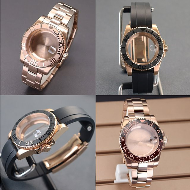 Fanya losch Uhrengehäuse Edelstahl, Roségold, 40 mm, Saphir - Bild 1