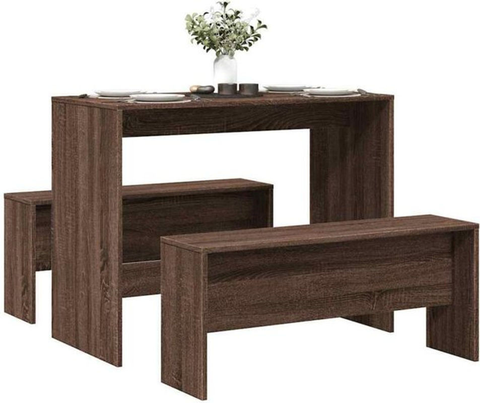 Vidaxl Essgruppe aus Holzwerkstoff in Braun mit Esstisch und Bank im minimalistischen Design - Bild 1