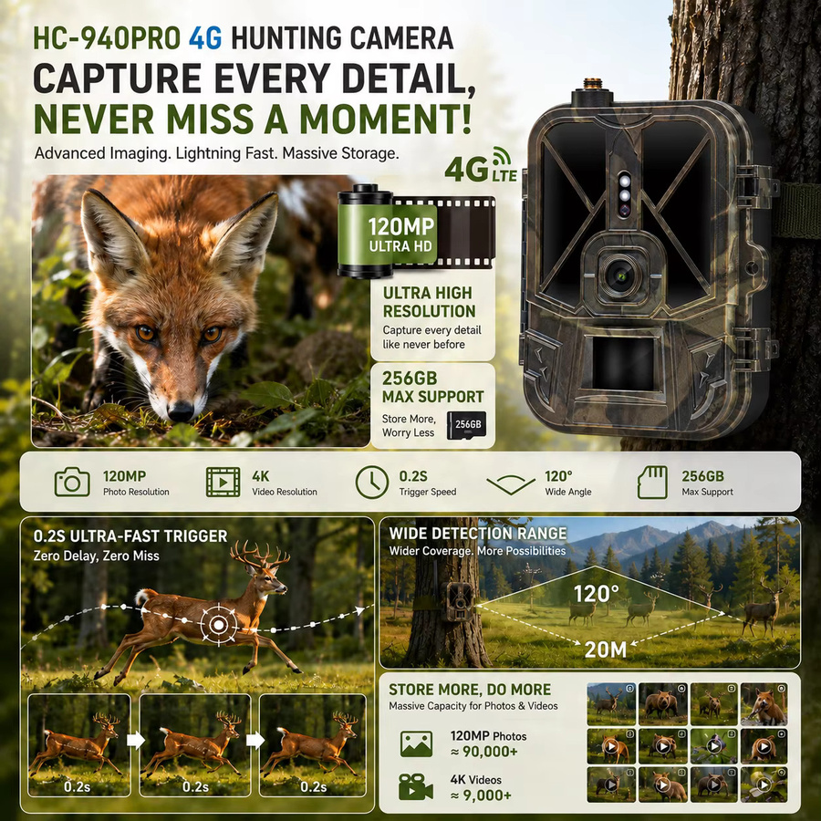 Suntekcam 4K 4G Jagdkamera mit APP-Steuerung, 8000mAh Li-Akku und 120° Sichtfeld zur Wildtier-Detektion - Bild 2