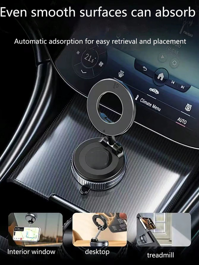 Magnetischer Vakuum-Saugnapf in Schwarz als 360 Grad drehbarer mobiler Ständer für dein Auto - Bild 3