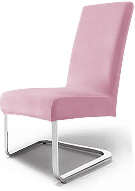 Elastischer Silberfuchs-Fleece Stuhlbezug für Esszimmerstühle in Rosa, Middle Back (Rückenlehne bis max. 60 cm) - Bild 1