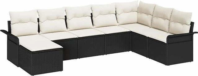 vidaXL Garten-Sofa-Set aus Poly-Rattan in Schwarz mit 8-teiliger U-Form und Kissen - Bild 1