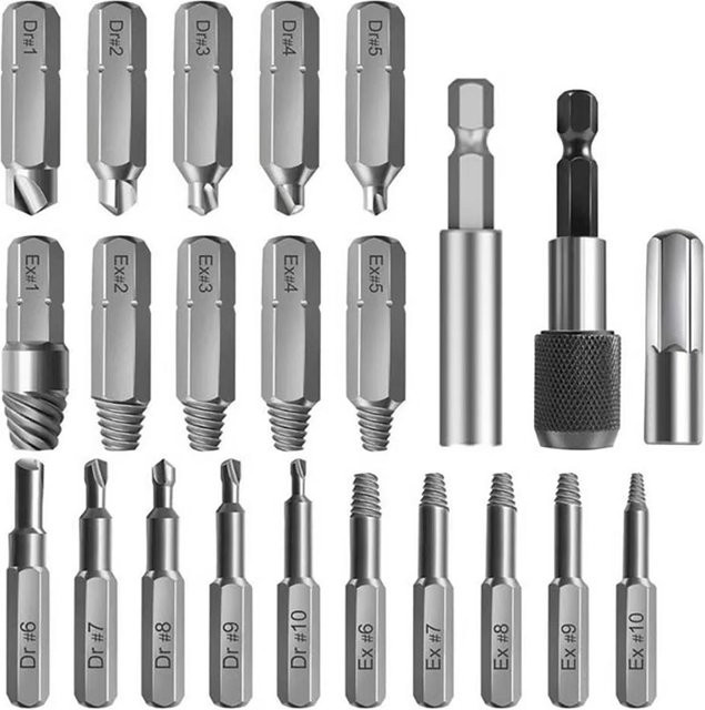 Fishine 33-teiliges Schrauben-Ausdreher-Set aus HSS in Silber für abgebrochene Schrauben - Bild 1