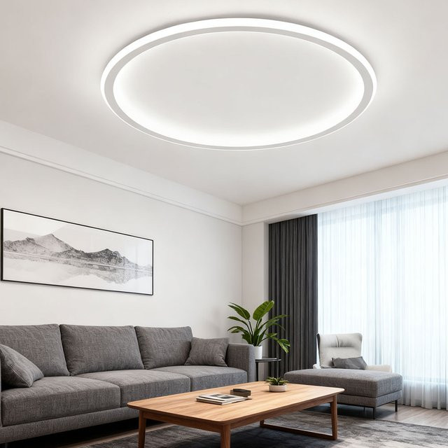 DAMIASMIL LED Deckenleuchte in Weiß, minimalistisches rundes Design mit Fernbedienung für Wohnzimmer, Schlafzimmer, Arbeitszimmer oder Balkon - Bild 1