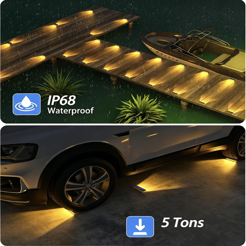 Yilaie 6er Pack Solar LED Treppenleuchten IP68 wasserdicht für Garten und Außenbereich, Warmweiß, Rechteckig - Bild 3