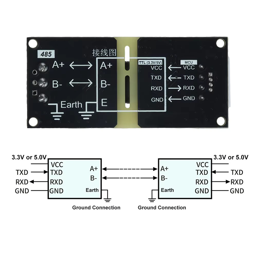 Gaqqee TTL zu RS485 Modul DC 3-5V zur Pegelumwandlung für UART Seriell mit automatischer Flussregelung in Schwarz - Bild 4