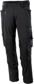 Mascot Arbeitshose mit Knietaschen und Reflexstreifen in Schwarz, Größe 82C44 mit Cordura-Material und Stretchstoff - Bild 1