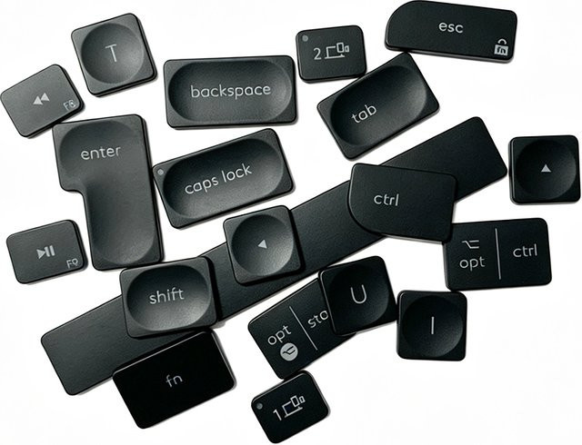 Logitech Ersatz-Tastenkappen-Scharnier-Gummipolster für MX Keys S Combo in Grau und Schwarz - Bild 1