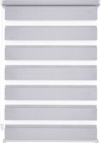 LIEDECO Doppelrollo Klemmfix Day & Night, grau, Polyester, B: 60 cm, H: 210 cm - Bild 1