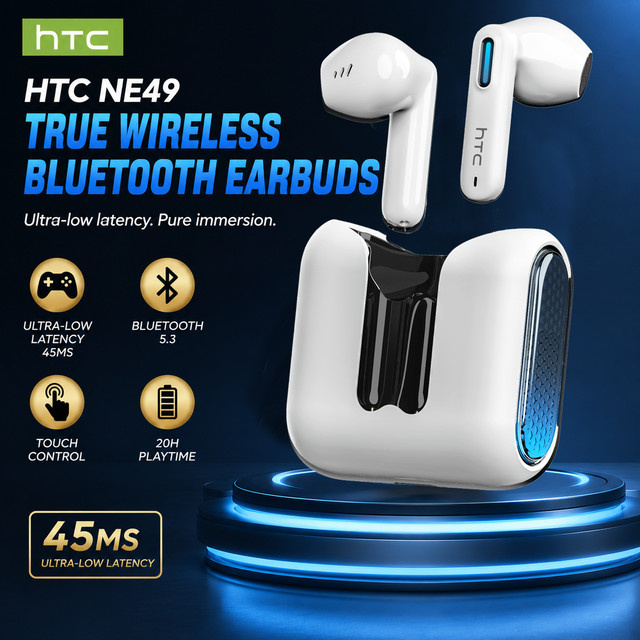 HTC NE49 TWS Kabellose Bluetooth Ohrhörer mit KI-Übersetzer, ENC Geräuschunterdrückung und 40H Akkulaufzeit in Schwarz oder Weiß - Bild 1