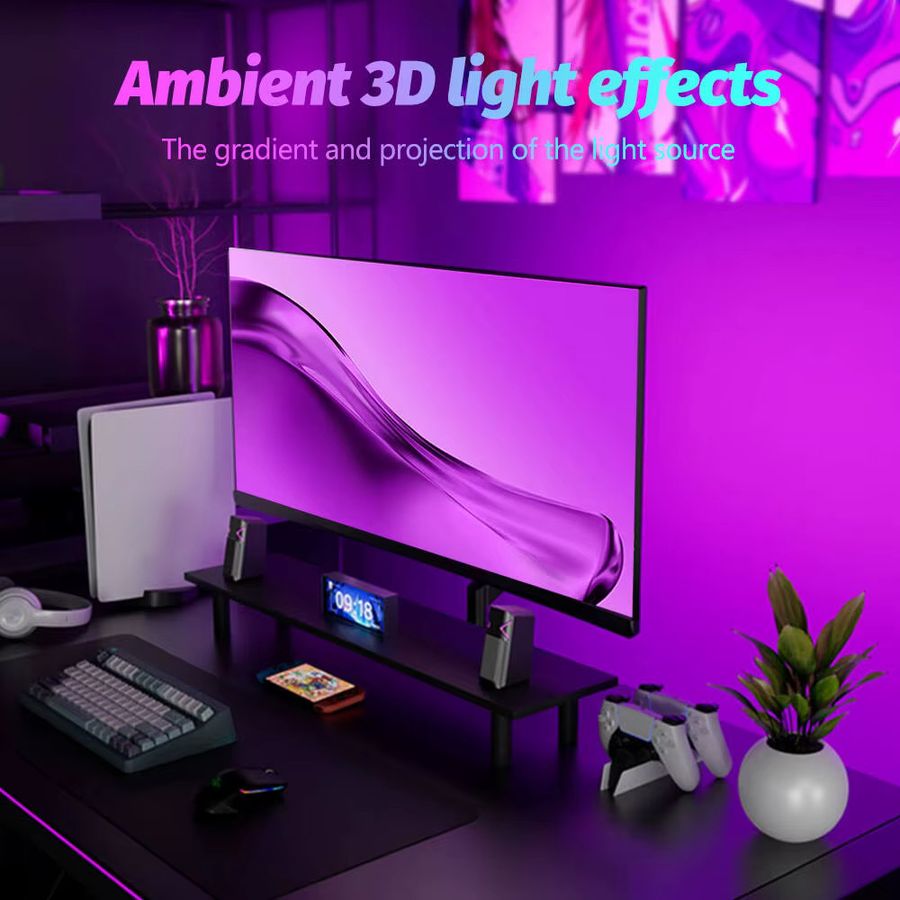RGB Computer Monitor Hintergrundbeleuchtung mit Sync-Funktion für Farben und Musik, Doppel USB Gaming Lichtleiste für deinen Schreibtisch - Bild 4