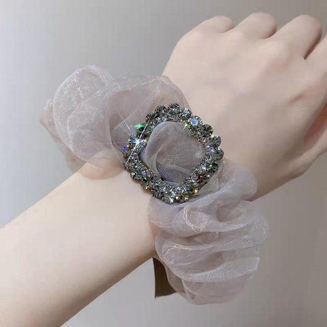 The Red Sun Haargummis, Organza, Glitter, Strass, Perle, grau, Damen - Bild 1