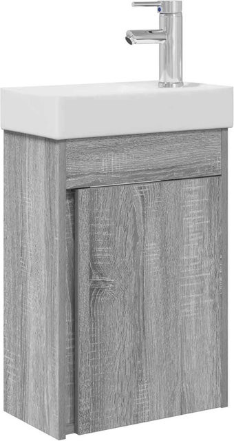 vidaXL Badezimmer Waschtischunterschrank mit Aufsatzwaschbecken in Grau Sonoma und Weiß, modern und wandmontiert - Bild 1