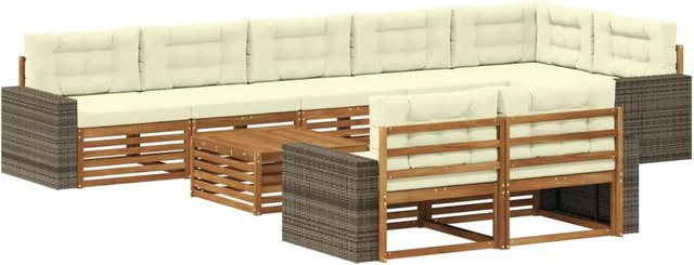vidaXL Outdoor-Sofagarnitur aus Akazienholz mit 9 Kissen in Beige - Bild 1