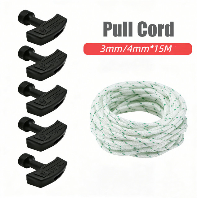 LUSQI Nylon-Zugschnur als Ersatzseil für Rückstoßstarter mit 1/5 Griffen, 15 m, Weiß - Bild 1