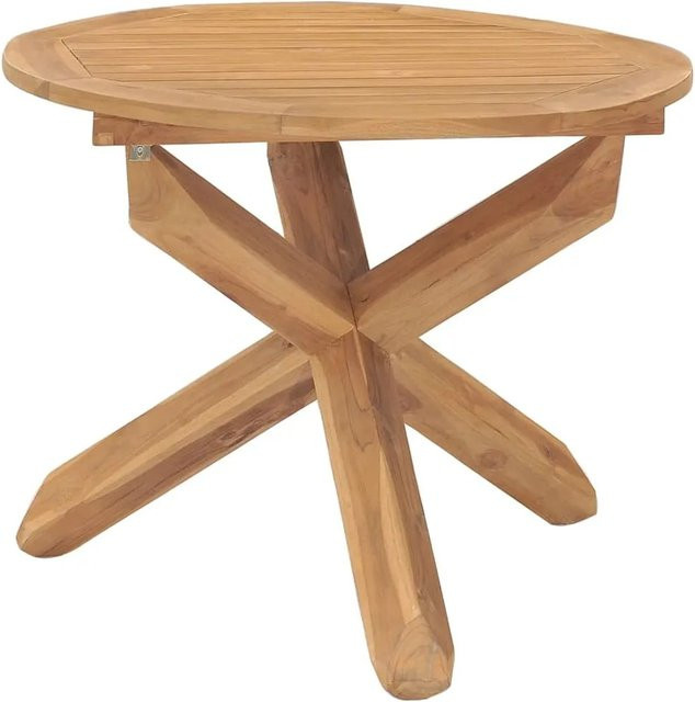 vidaXL Garten-Esstisch aus Teakholz in Braun, rund, Durchmesser: 90 cm, Höhe: 75 cm - Bild 1