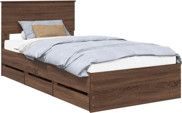 vidaXL Bettrahmen mit Schubladen in Eiche Braun, B/T/H: 100 x 200 x 101 x 101 x 90 cm - Bild 1