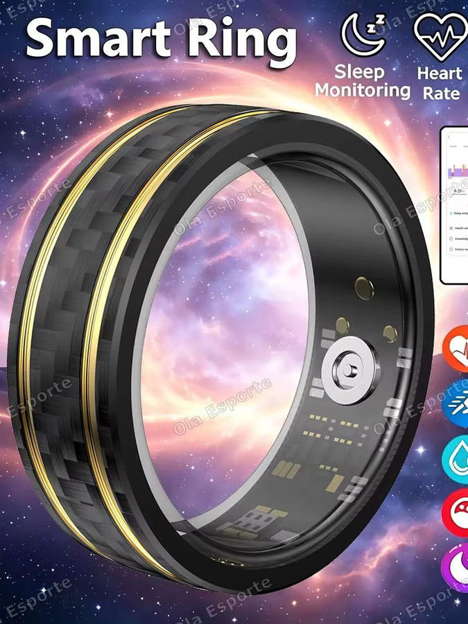 Ola Esporte Smart Ring Schwarz mit Herzfrequenz- und Schlafüberwachung, IP68 & 5ATM Wasserdicht, Unisex - Bild 5