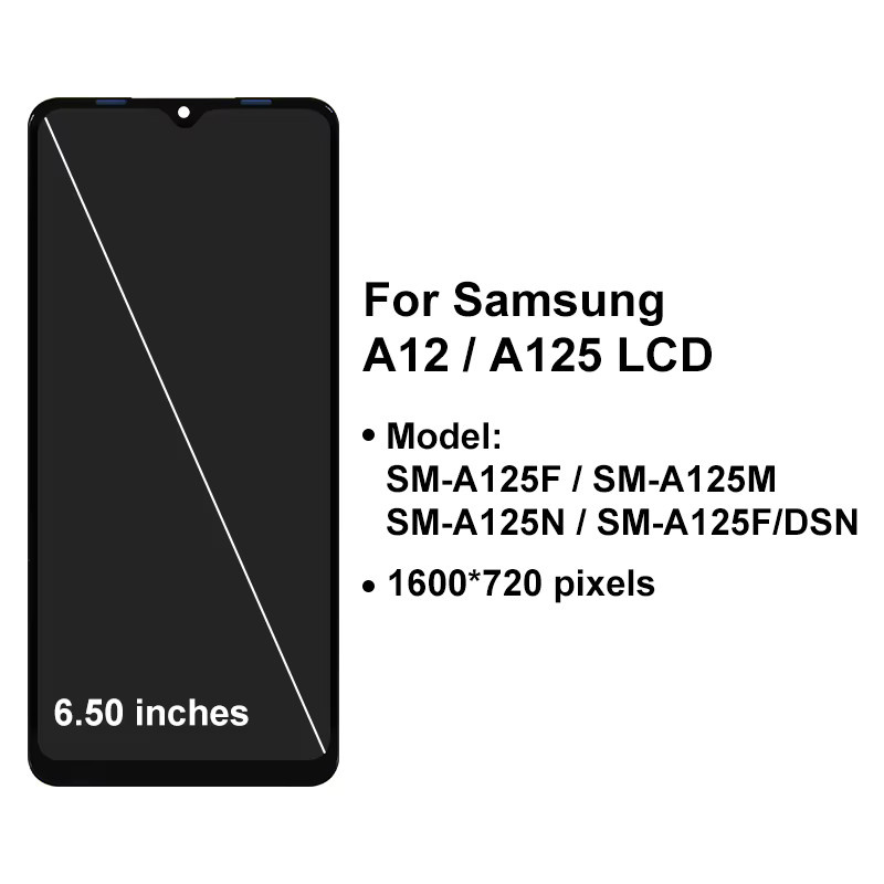 Samsung Galaxy A12 LCD Display Ersatzteil mit 6,5 Zoll IPS Touchscreen Digitizer in Schwarz - Bild 2