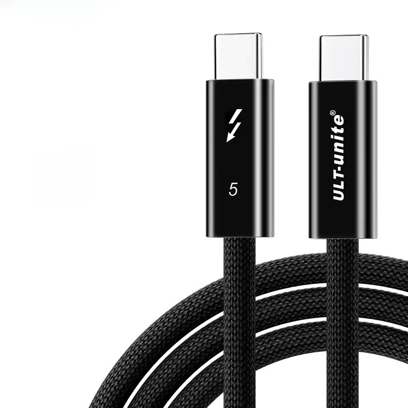 ULT-unite USB-C Thunderbolt 5 Kabel in Schwarz, 120Gbps und 240W, USB4 Typ-C Kabel für MacBook, iPad Pro, Dockingstation, SSD und eGPU, Länge: 1,22 m - Bild 1