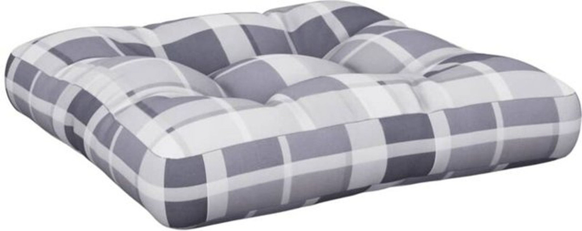 Palettenkissen von vidaxl in Grau mit Karomuster aus Stoff, B/T/H: 60 x 60 x 12 cm - Bild 1