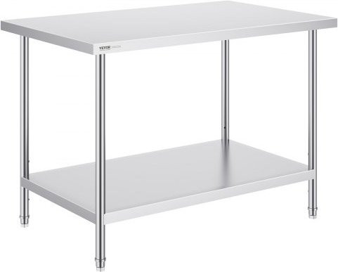VEVOR Zubereitungstisch aus Edelstahl in Silber, höhenverstellbarer Arbeitstisch aus Metall für Küche, Garage oder Restaurant, B/T/H: 121,9 x 76,2 x 86,4 cm - Bild 1