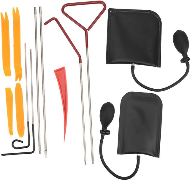 Igeteck 13-teiliges Set Auto Türöffnungs-Brechwerkzeug mit Greifer, Keilen, aufblasbarem Shim-Beutel und Zierleistenentferner in Multicolor - Bild 1