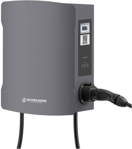 Walther Werke smartEVO duo connect+ Wallbox Typ 2 Mode 3 mit 2 Anschlüssen, 22 kW, RFID, Grau - Bild 1
