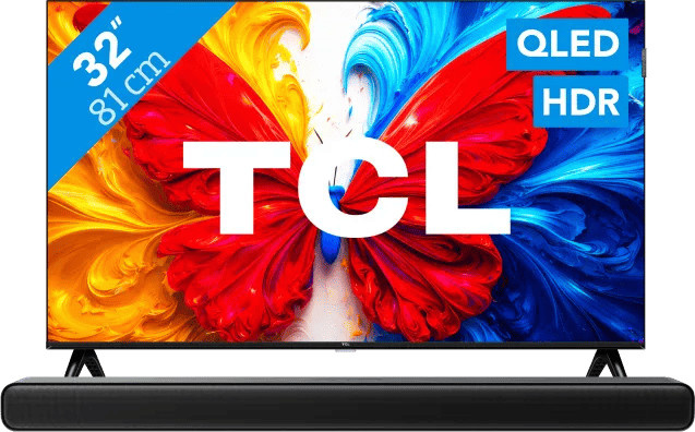 TCL 32 Zoll QLED S5L 4K Fernseher und TCL S45H 2.0 Soundbar Set in Schwarz - Bild 1