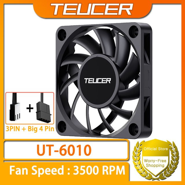 TEUCER UT-6010 Gehäuselüfter Schwarz, 6 cm, 12 V, für CPU-Desktop-Computer - Bild 1