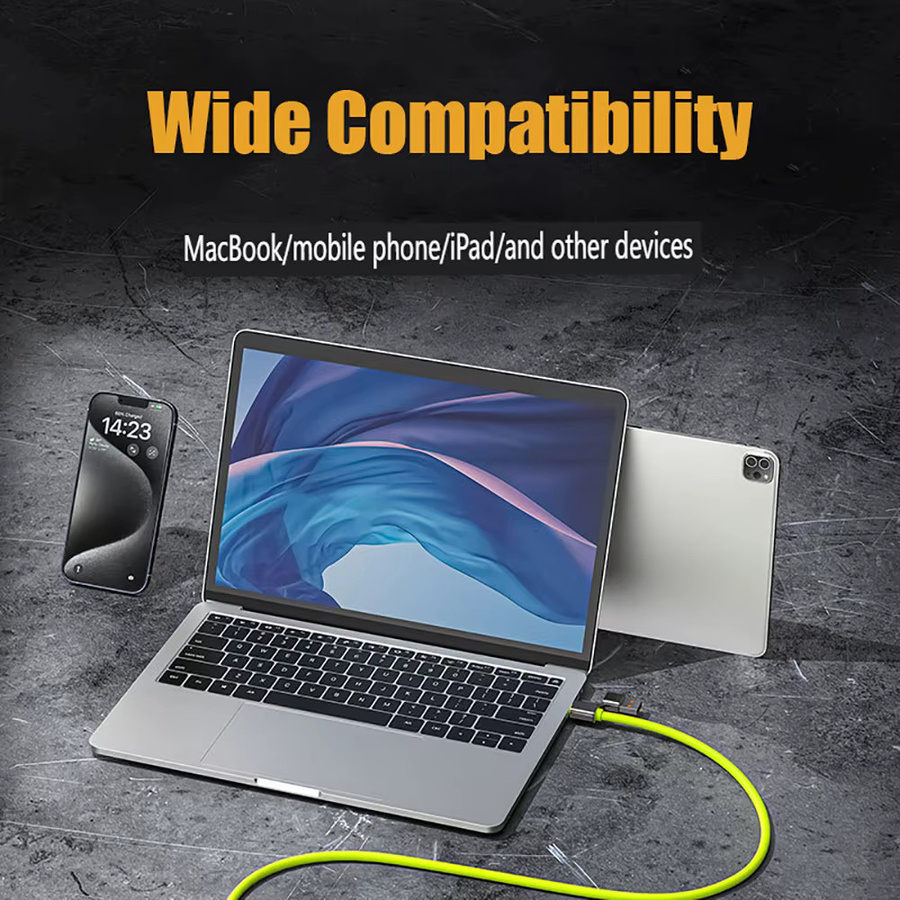 Salange 4-in-1 Superschnelllade-Datenkabel mit 240 W, Dual Typ C, Lightning und USB-Anschlüssen, Farbe: Grau - Bild 5
