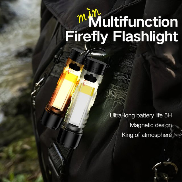LED Outdoor Starklicht-Taschenlampe als tragbare Mini Schlüsselanhänger-Leuchte in Schwarz, USB-aufladbar - Bild 1