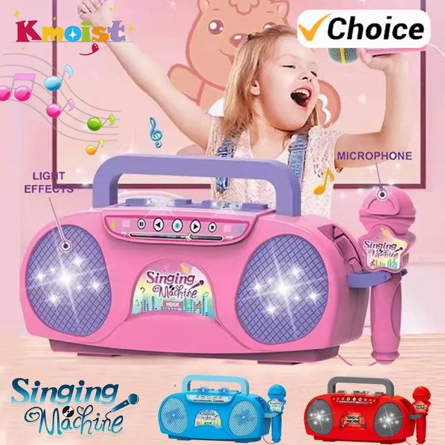 Kmoist Karaoke-Maschine, Musikinstrument Mikrofon, mit Licht und Sound, Rot - Bild 1