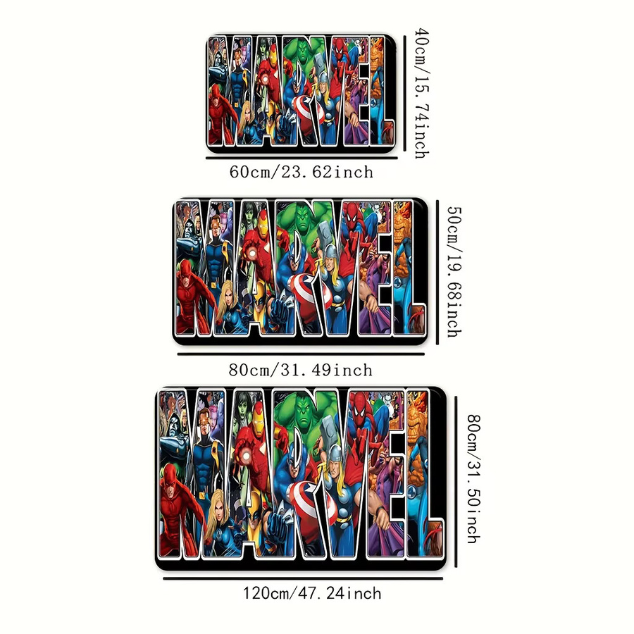 Beast Kingdom Marvel Cartoon Bodenmatte mit Iron Man, Captain America, Thor, Hulk, Spider-Man, Doctor Strange und Black Widow, Mehrfarbig, B: 60 cm, T: 40 cm, H: 1 cm - Bild 2
