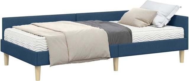 vidaXL Eckbettgestell mit Matratze 2-teilig in Blau aus Stoff mit modernem Design - Bild 1