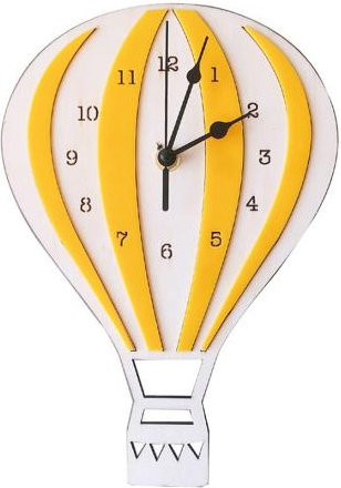 Cherish Clock Wanduhr in Heißluftballon-Form aus Holz in Gelb für das Kinderzimmer im nordischen Stil - Bild 1