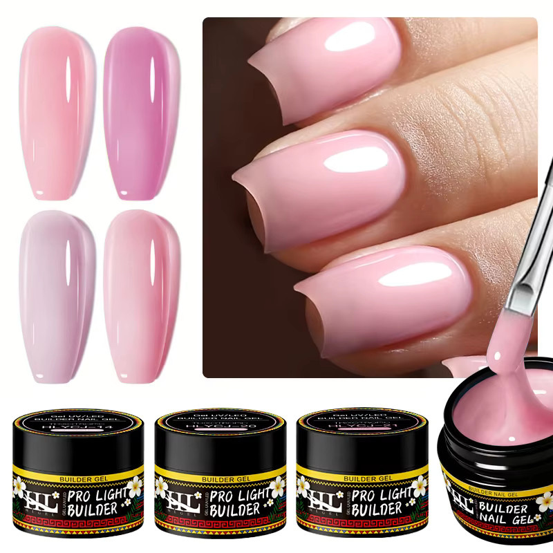 HLGEL Hartgel für Nagelverlängerung, milchig-weiß, glänzend, 20g - Bild 3